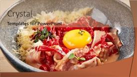  Presentation with pasta restaurant - Cool new PPT theme with red-carbonara-la-classic backdrop and a coral colored foreground