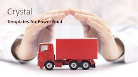  Presentation with cargo - Amazing presentation theme having red-cargo-delivery-truck-miniature backdrop and a lemonade colored foreground