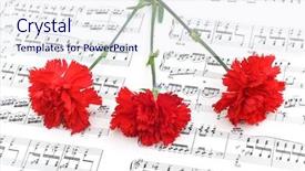  Presentation with page - PPT layouts featuring red carnation flower on musical notes page background and a sky blue colored foreground