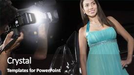  Presentation with celebrity - Cool new PPT theme with red carpet look - female celebrity being photographed backdrop and a wine colored foreground