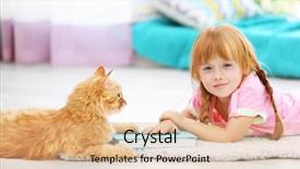  Presentation with red carpet - Beautiful presentation theme featuring red cat on carpet backdrop and a coral colored foreground