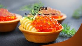  Presentation with food red - PPT theme enhanced with red caviar close up gourmet background and a light gray colored foreground