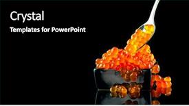  Presentation with food in spoon falling - Cool new presentation theme with red caviar in a spoon backdrop and a black colored foreground