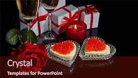  Presentation with shape heart - PPT theme consisting of red caviar in the shape background and a tawny brown colored foreground