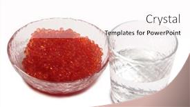  Presentation with vodka - Colorful theme enhanced with red-caviar-lies-in-glass backdrop and a white colored foreground
