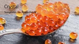  Presentation with graphite - Theme featuring red caviar on gray graphite background and a coral colored foreground