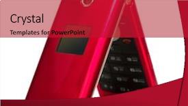  Presentation with phone - PPT theme with red cells - mobile phone over white background background and a crimson colored foreground