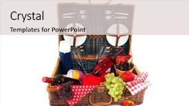  Presentation with good neighbor - Audience pleasing PPT theme consisting of red check - good filled picnic basket backdrop and a  colored foreground