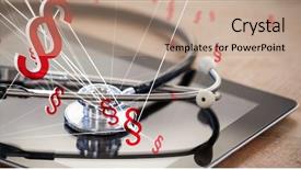  Presentation with vector - Cool new presentation design with vector icon of section symbol against stethoscope on digital tablet backdrop and a gray colored foreground