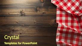  Presentation with napkin - PPT theme with red check tablecloth - cloth napkin on wooden background background and a tawny brown colored foreground