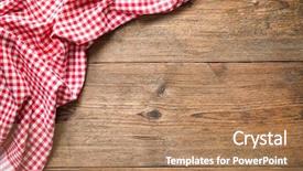  Presentation with checkered tablecloth - PPT theme having red checkered tablecloth on wooden background and a coral colored foreground