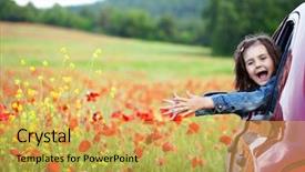  Presentation with poppy - Audience pleasing theme consisting of red children - cute child girl in poppy backdrop and a yellow colored foreground
