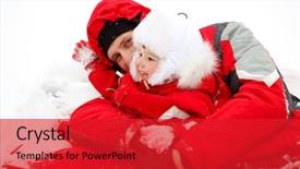  Presentation with snow - Presentation enhanced with red children - dad and toddler playing together background and a  colored foreground