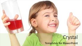  Presentation with green glass - Cool new slides with red children - little girl in green shirt backdrop and a yellow colored foreground