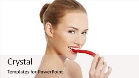  Presentation with chilli - Cool new presentation theme with red chili - portrait of nude woman biting backdrop and a lemonade colored foreground