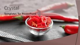  Presentation with chili - Colorful PPT theme enhanced with red chili pepper slices backdrop and a mint green colored foreground