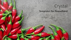  Presentation with peppers - Colorful PPT layouts enhanced with frame healthy spicy food - red chili peppers on table backdrop and a light gray colored foreground