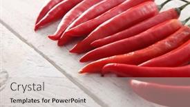  Presentation with red chilli - Presentation featuring red chilli arrange in a line background and a soft green colored foreground