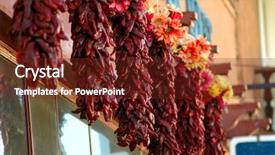  Presentation with red chilli - Presentation theme featuring red chilli pepper ristras hang in a sante fe new mexico window background and a tawny brown colored foreground