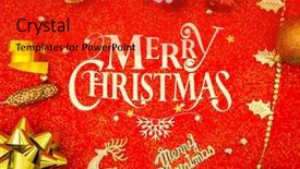  Presentation with golden christmas trumpet and red - Beautiful PPT layouts featuring red christmas background with decoration backdrop and a red colored foreground