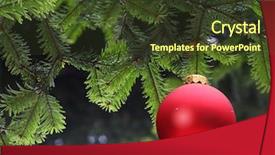  Presentation with christmas red - Theme featuring red christmas ball and green background and a tawny brown colored foreground