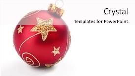  Presentation with red leather cricket ball hitting - Slides consisting of red christmas ball on white background and a white colored foreground