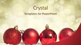  Presentation with christmas red - Audience pleasing presentation theme consisting of seasons greetings - red christmas balls on bokeh backdrop and a soft green colored foreground