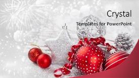  Presentation with star red - Slides having red christmas balls silver star background and a white colored foreground