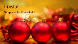  Presentation with gold red - Presentation theme with red christmas balls background and a gold colored foreground