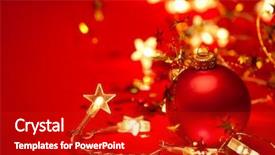  Presentation with red star - Presentation theme having red christmas bauble with star background and a crimson colored foreground