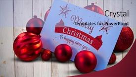  Presentation with red white grey - Audience pleasing theme consisting of red christmas baubles surrounding white backdrop and a  colored foreground