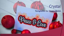  Presentation with bleached - Audience pleasing presentation consisting of red christmas baubles surrounding white backdrop and a sky blue colored foreground