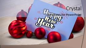  Presentation with christmas red - Theme with red christmas baubles surrounding white background and a  colored foreground