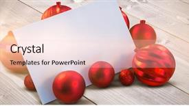  Presentation with christmas red - PPT layouts enhanced with red christmas baubles surrounding white background and a  colored foreground