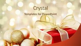  Presentation with red gold - PPT layouts featuring red christmas gift box background and a lemonade colored foreground