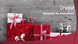  Presentation with christmas presents - Audience pleasing theme consisting of red christmas presents and gift backdrop and a gray colored foreground