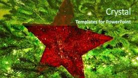  Presentation with green star - Presentation theme having red christmas star in front background and a tawny brown colored foreground