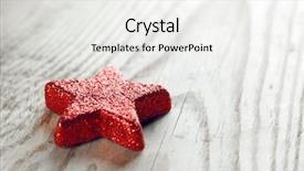  Presentation with red star - Cool new PPT theme with red christmas star on wooden backdrop and a white colored foreground