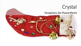  Presentation with christmas stocking - Amazing theme having red christmas stocking on white backdrop and a  colored foreground