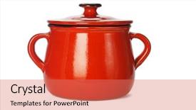  Presentation with lid - Audience pleasing PPT layouts consisting of red clay pot with lid on white background backdrop and a coral colored foreground