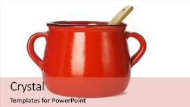  Presentation with clay - Presentation theme enhanced with red clay pot with wooden background and a coral colored foreground