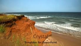  Presentation with waves red - Beautiful presentation theme featuring red cliff in havre aux maisons with waves in the ocean in the st-lawrence golfe backdrop and a red colored foreground