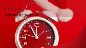  Presentation with christmas red - Presentation design having red clock with christmas santa hat time for christmas shopping concept background and a crimson colored foreground