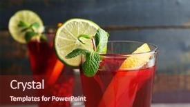  Presentation with orange lime - PPT theme enhanced with red cocktail - pomegranate drink in glasses background and a  colored foreground
