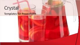  Presentation with glasses - Presentation featuring red cocktail - sangria in jar and glasses background and a coral colored foreground