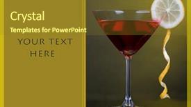  Presentation with cocktail - Presentation theme enhanced with red cocktail in martini glass background and a  colored foreground