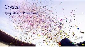  Presentation with confetti - Slide deck consisting of red color template - colorful confetti over blue sky background and a sky blue colored foreground