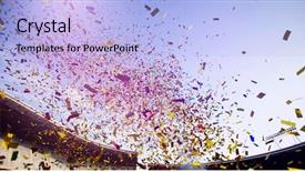  Presentation with confetti - Audience pleasing PPT layouts consisting of red color template - colorful confetti over blue sky backdrop and a light blue colored foreground