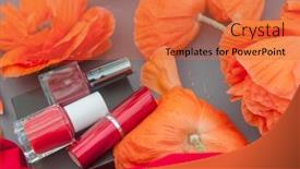  Presentation with poppies - Presentation with red-colored-cosmetics-and-bunch background and a red colored foreground
