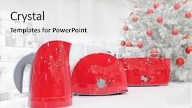  Presentation with whats next in red color on black board - Beautiful PPT theme featuring red colored kettle and toasters backdrop and a white colored foreground